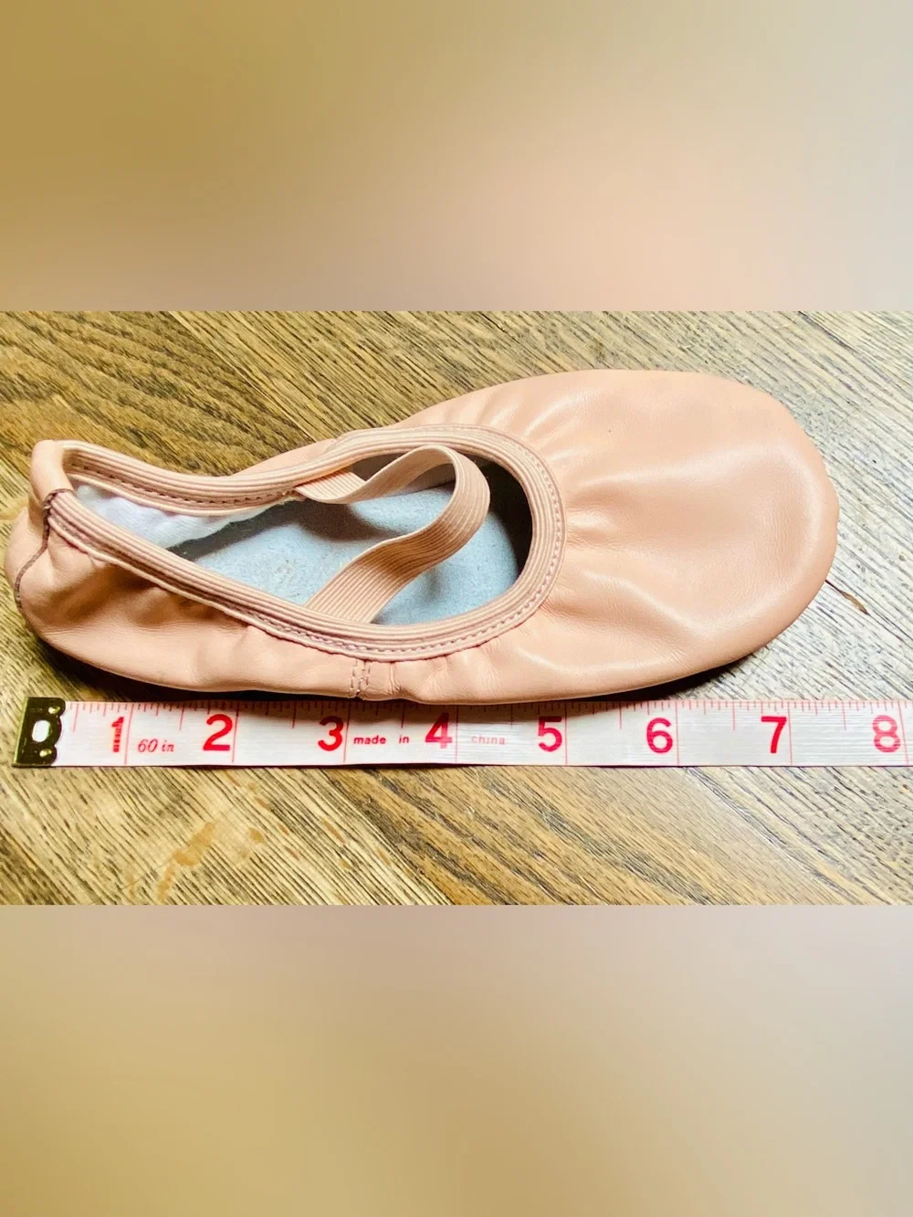 Girls Leather Pink/nude Ballet Flats with Elastic Strap